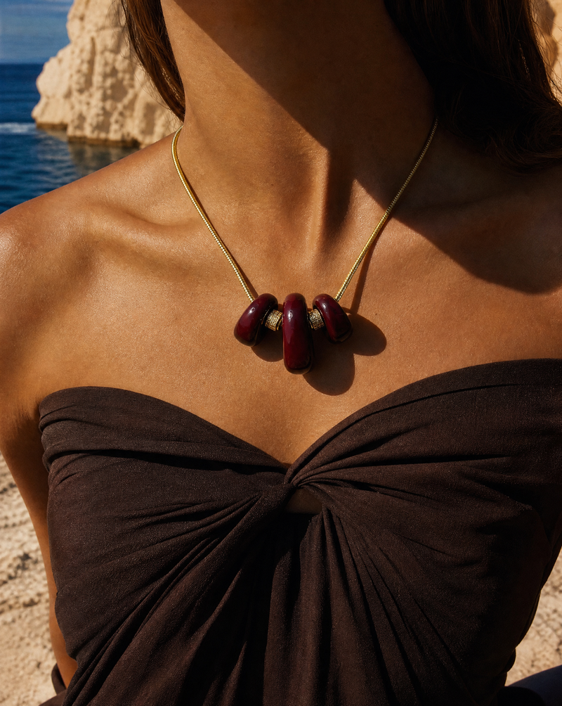 Burgundy Resin Pendant Necklace | Resort Jewelry Boutique