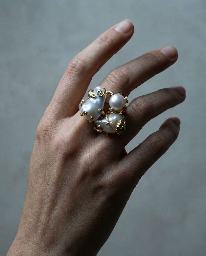 Baroque Pearl Cluster Ring