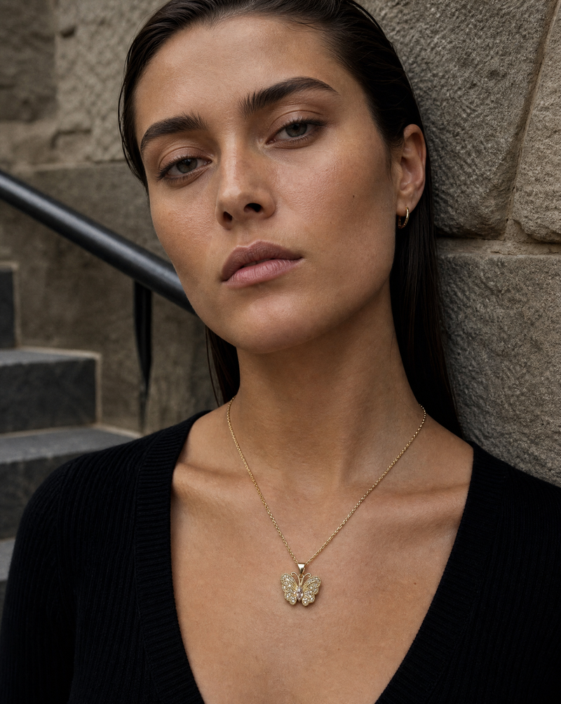 Butterfly CZ Pavé Necklace