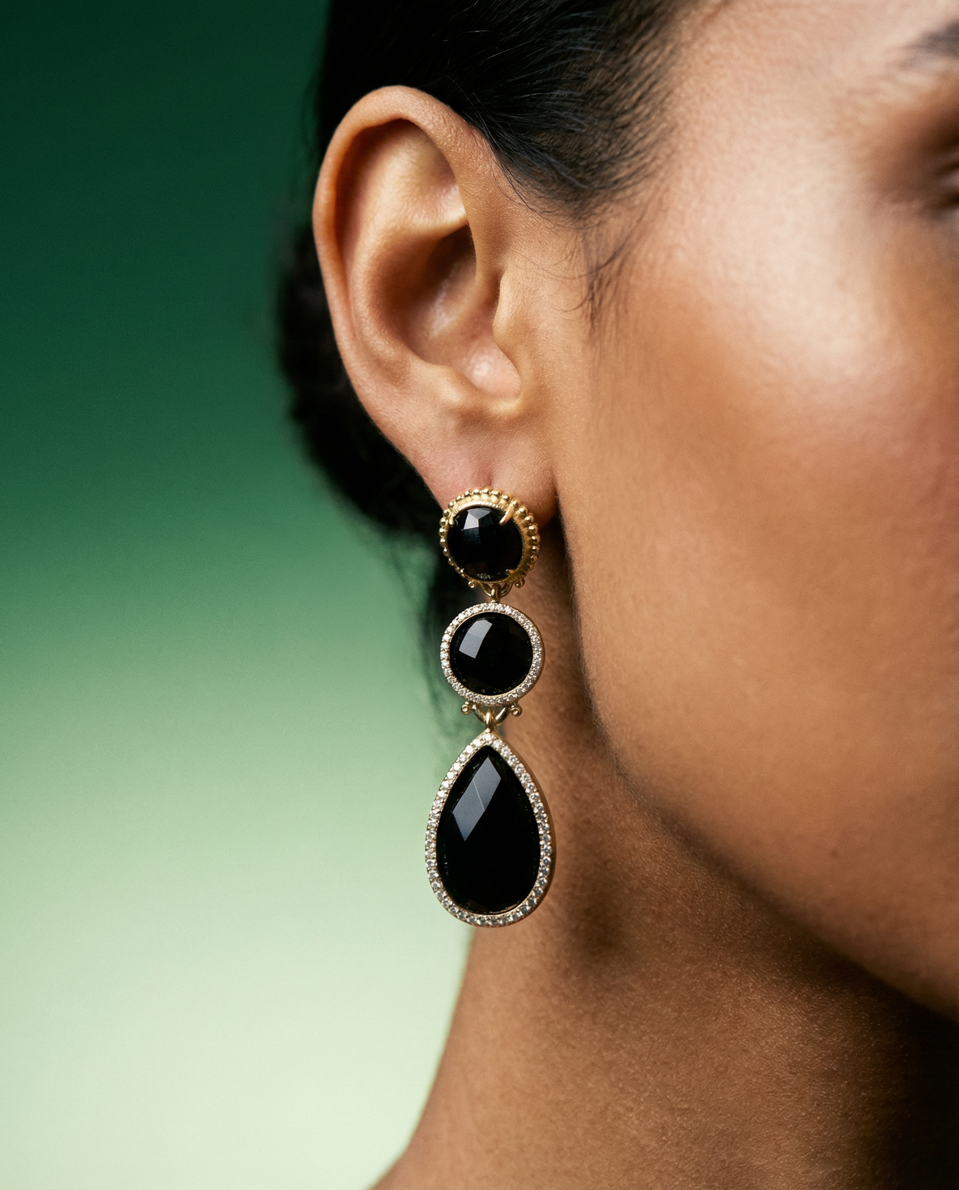 Statement Gemstone Dangle Earrings