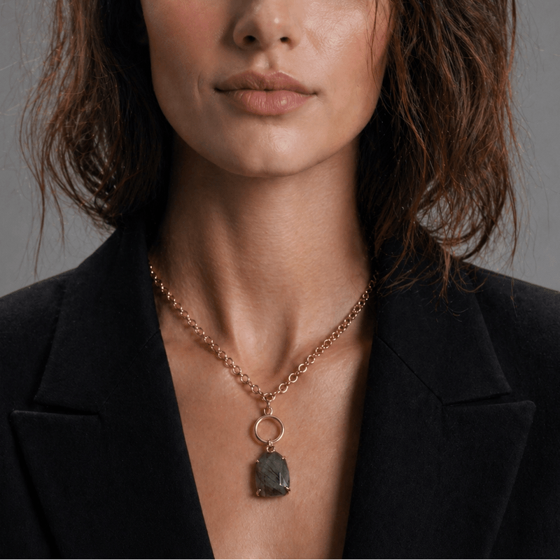 Faceted labradorite rectangle pendant necklace – Phoebe's