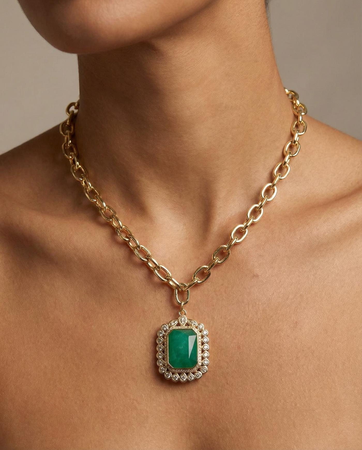 Maximalist Necklace with Large Natural Stone