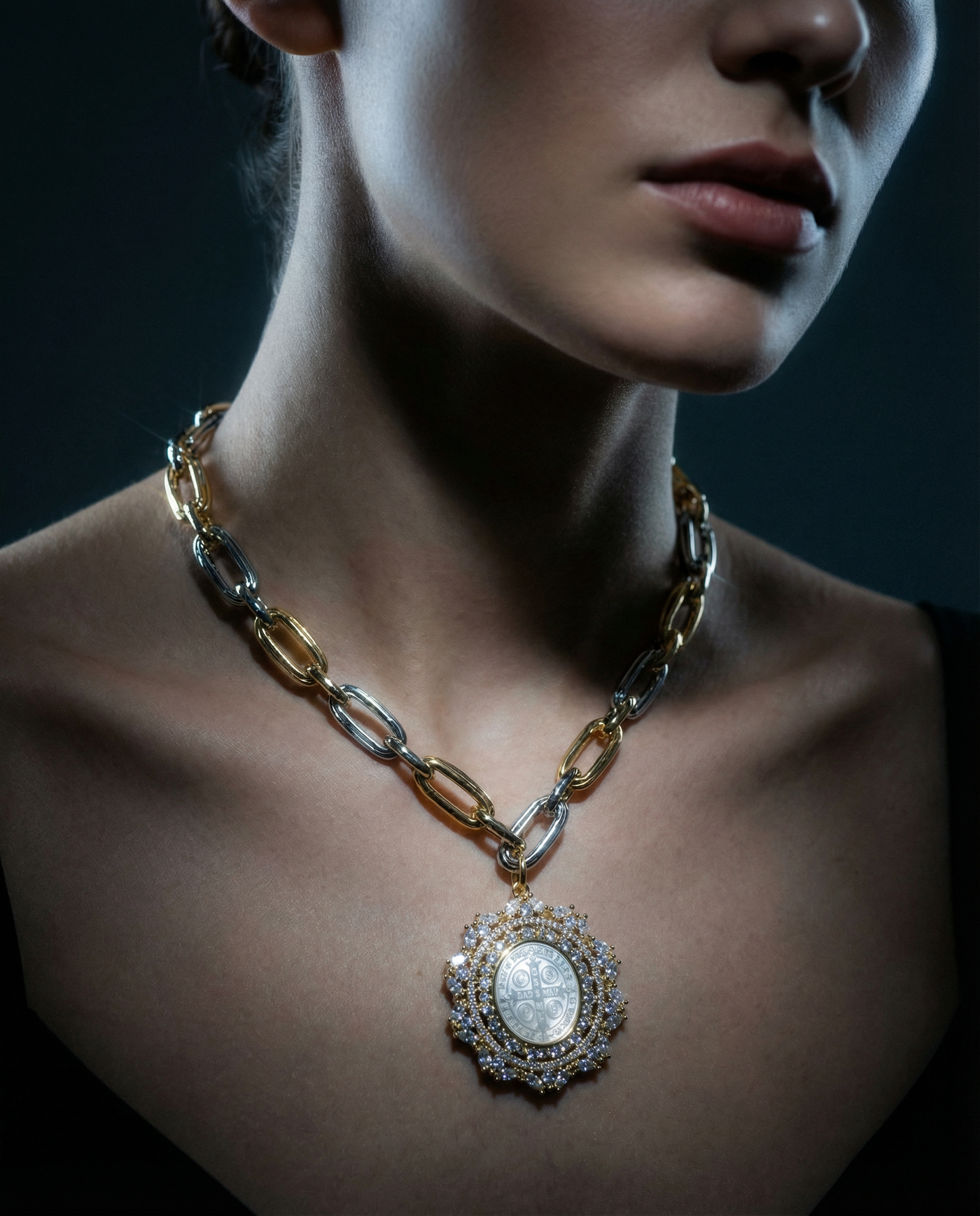 Aurea Mother-of-Pearl Medallion Necklace