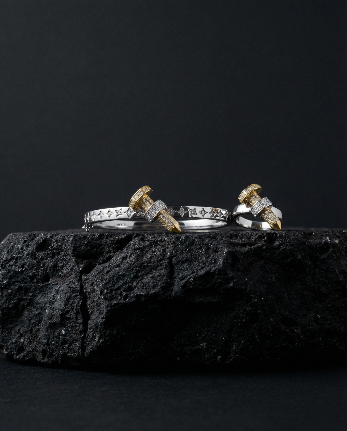 Two-Tone Nail Cross Jewelry Set