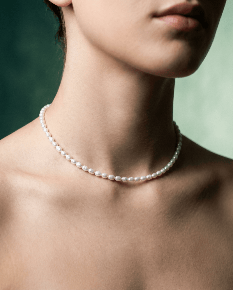 Freshwater Pearl Choker, Dainty Oval Pearl Necklace – Phoebe's