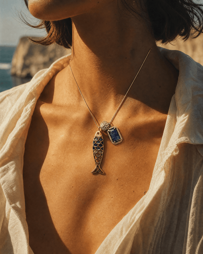 Goldfish natural stone charm necklace – Phoebe's