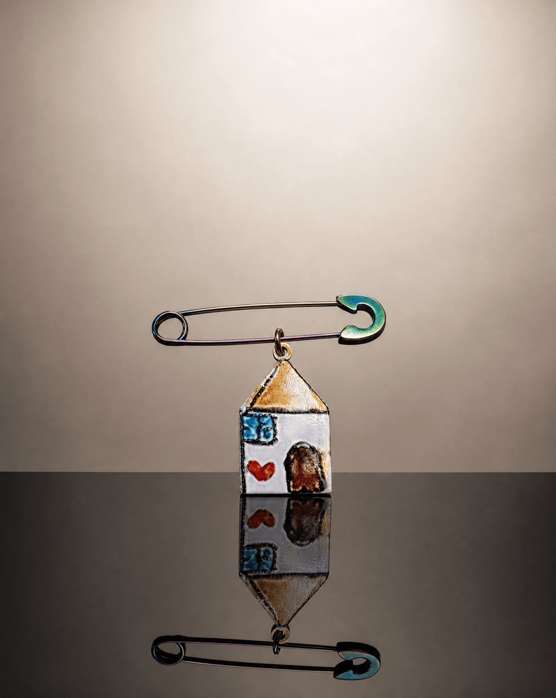 Hand painted enamel house pin brooch – Phoebe's