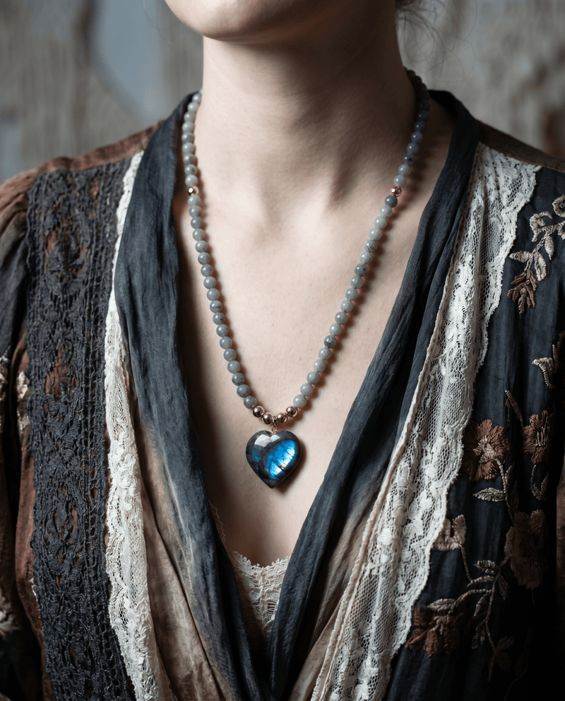 Labradorite heart beaded necklace – Phoebe's