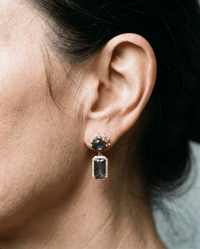 Labradorite rectangle drop earrings – Phoebe's