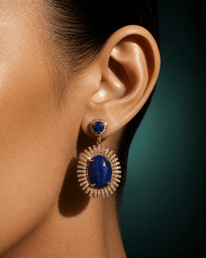 Lapis lazuli sunburst statement earrings – Phoebe's