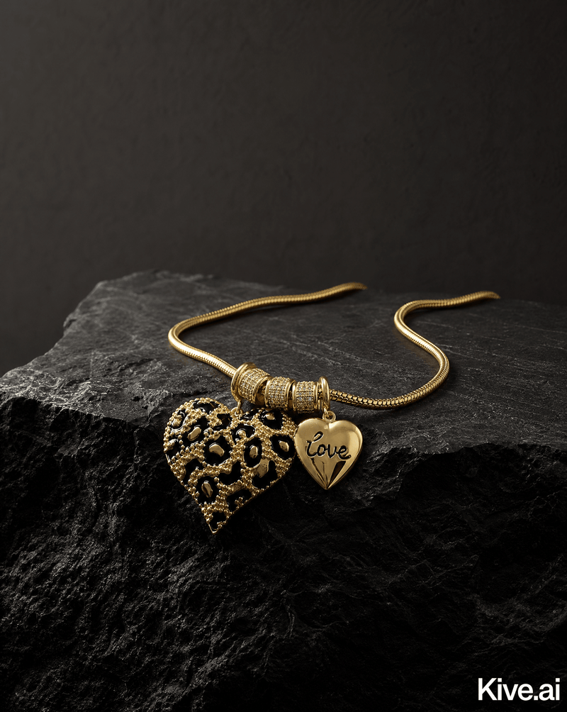 Leopard heart customizable charm necklace – Phoebe's