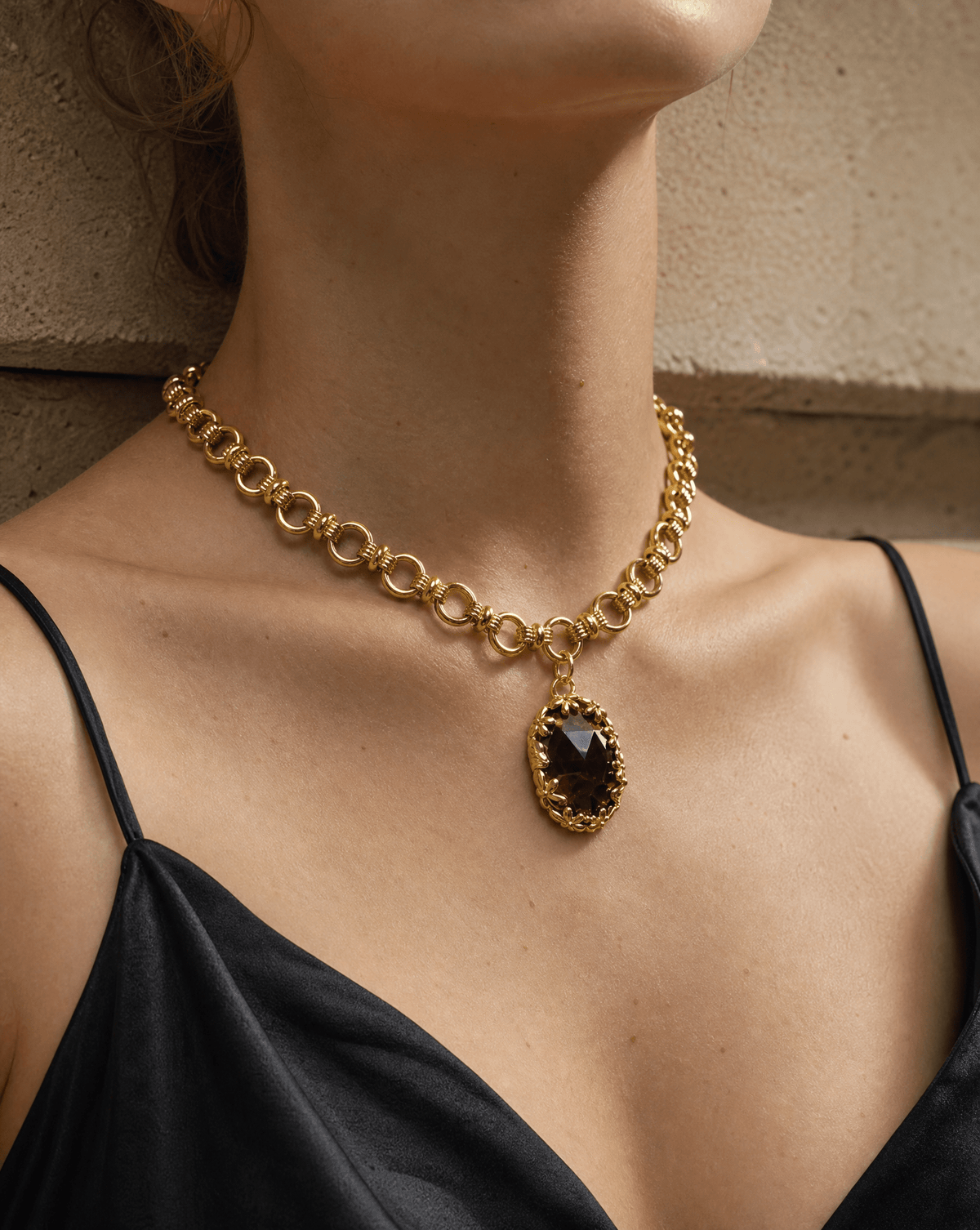 Natural stone medallion link chain necklace – Phoebe's