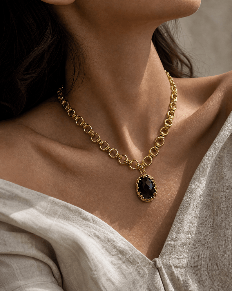 Natural stone medallion link chain necklace – Phoebe's