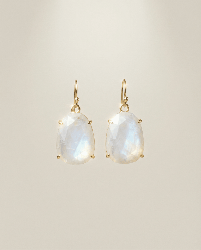 Oval moonstone drop earrings – Phoebe's