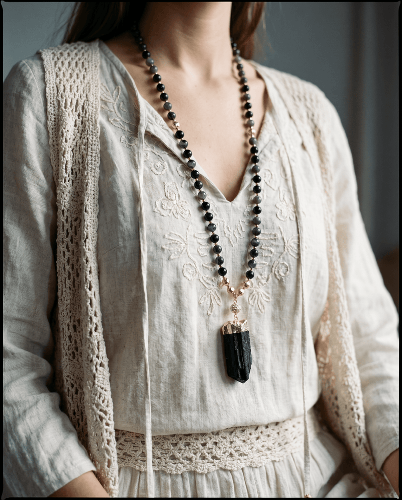 Raw Black Tourmaline Necklace, Protection Jewelry – Phoebe's