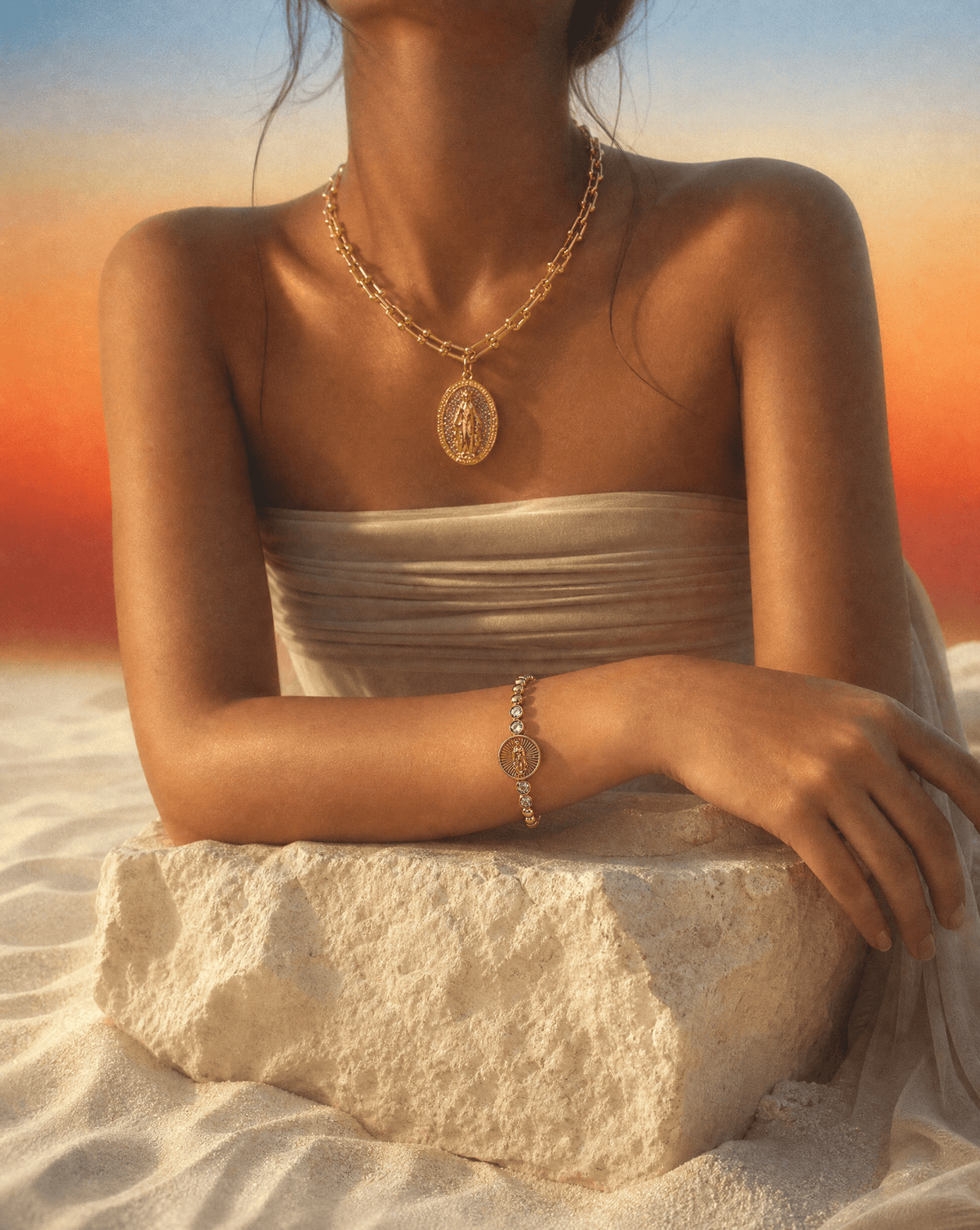 Religious chain necklace and bracelet set – Phoebe's