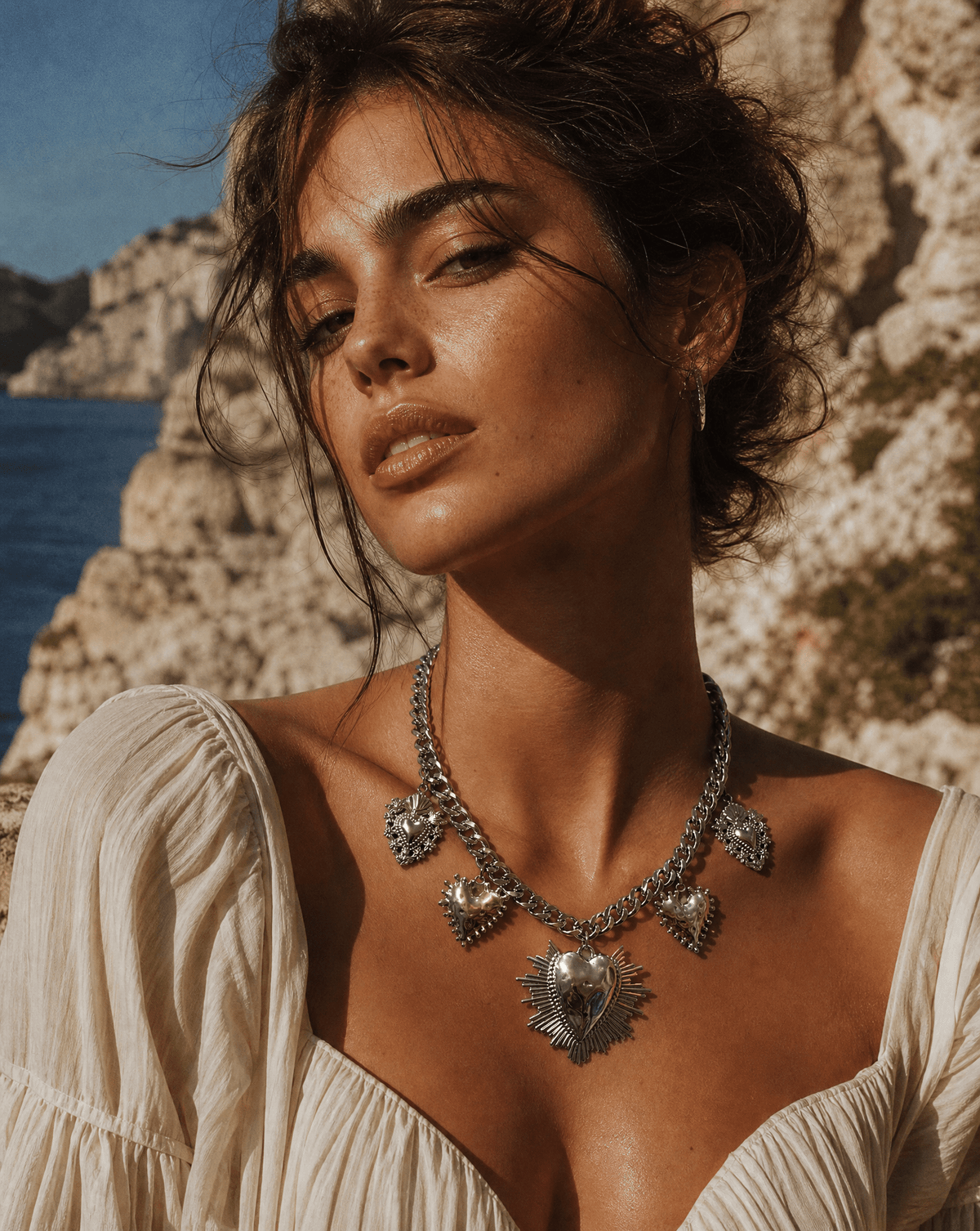 Sacred Heart multi-charm curb chain necklace – Phoebe's