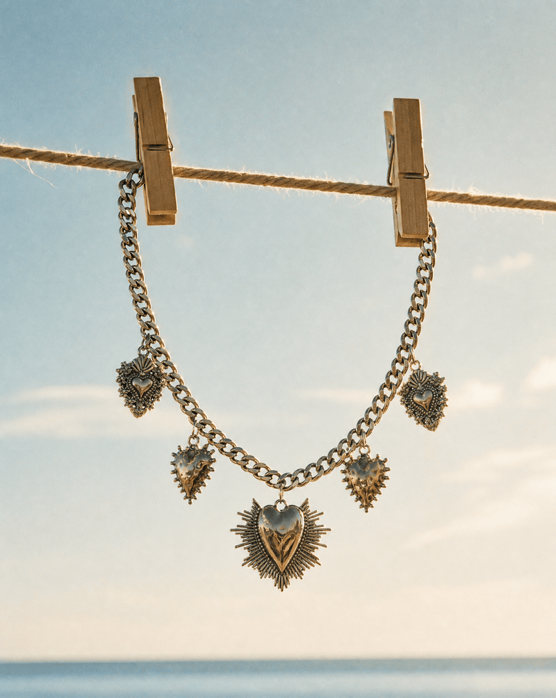 Sacred Heart multi-charm curb chain necklace – Phoebe's