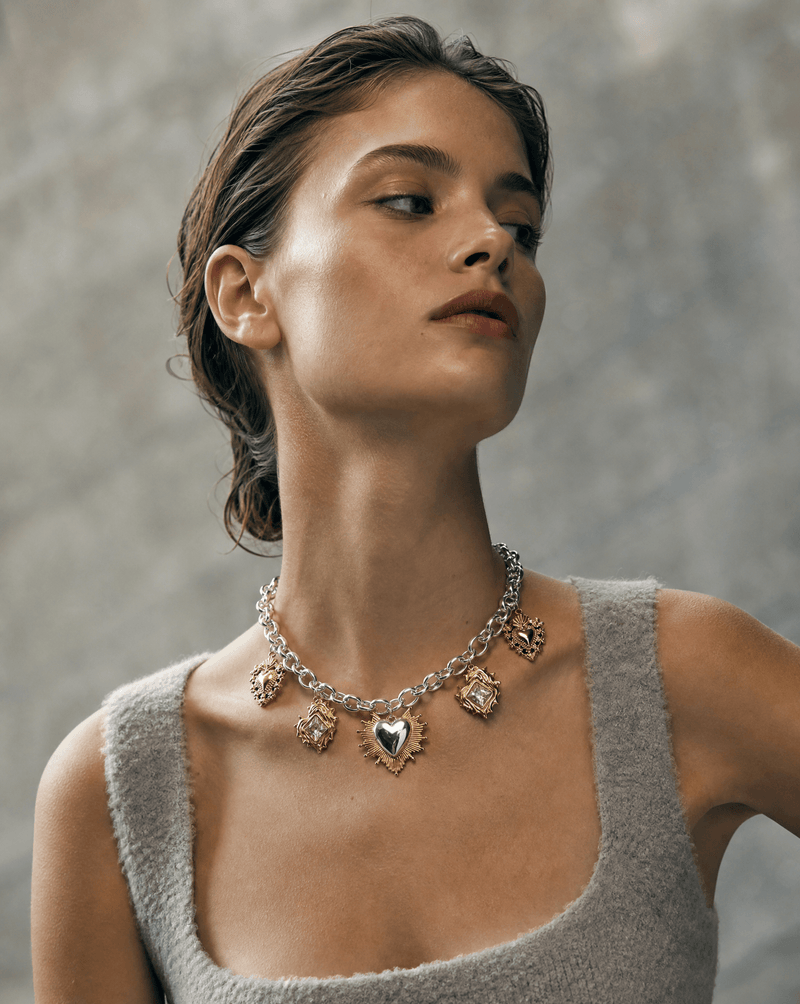 Sacred Heart multi-charm silver-tone chain necklace – Phoebe's