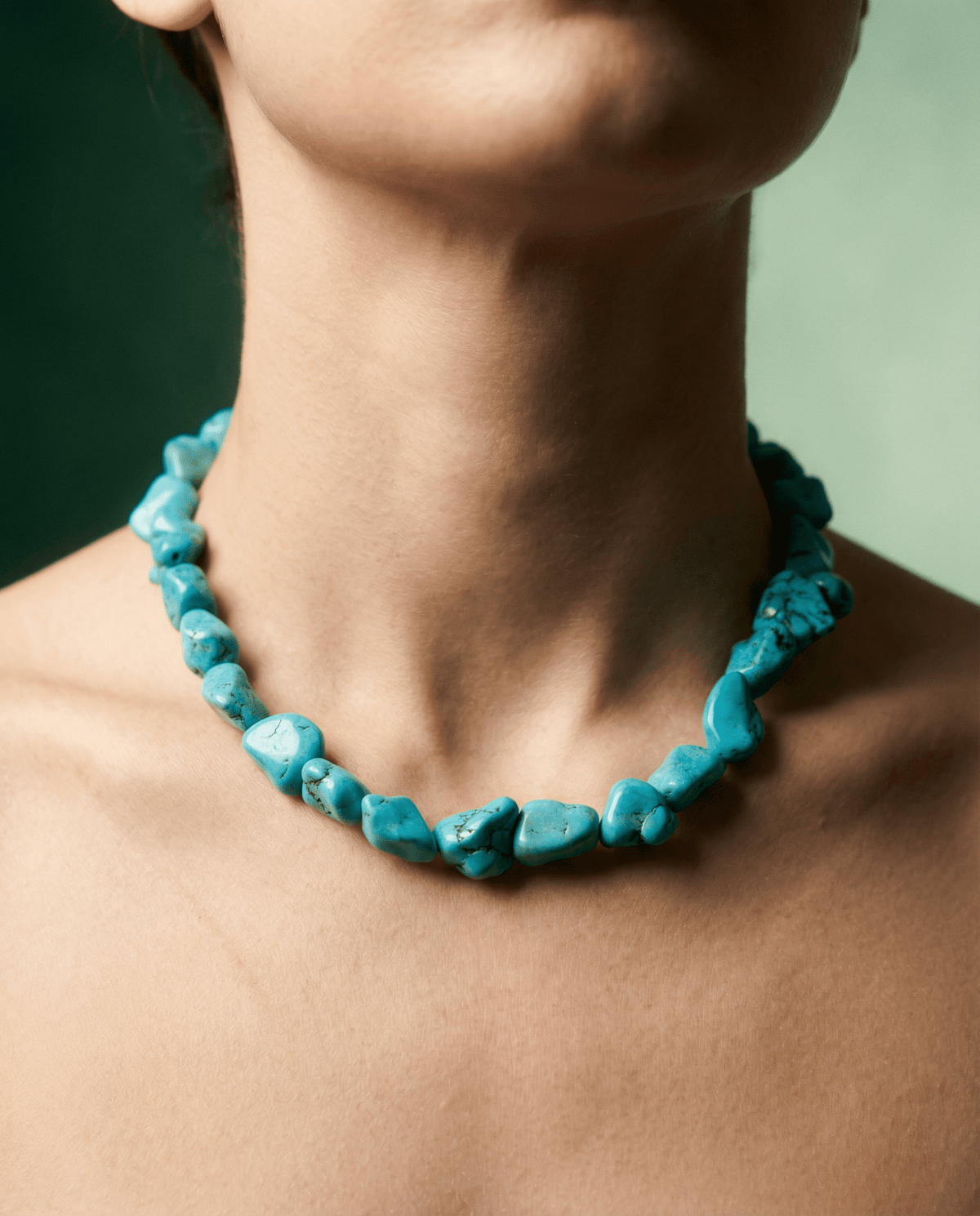 Turquoise beaded gemstone necklace – Phoebe's
