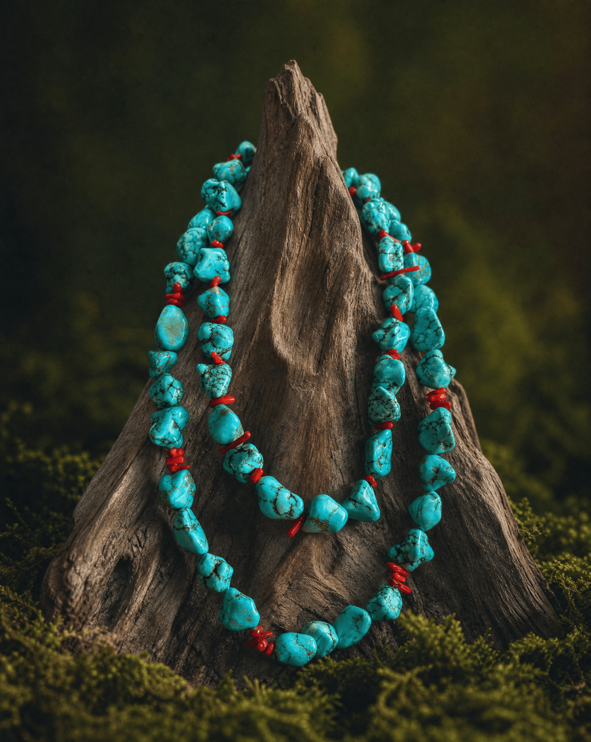 Turquoise and coral heirloom necklace – Phoebe's