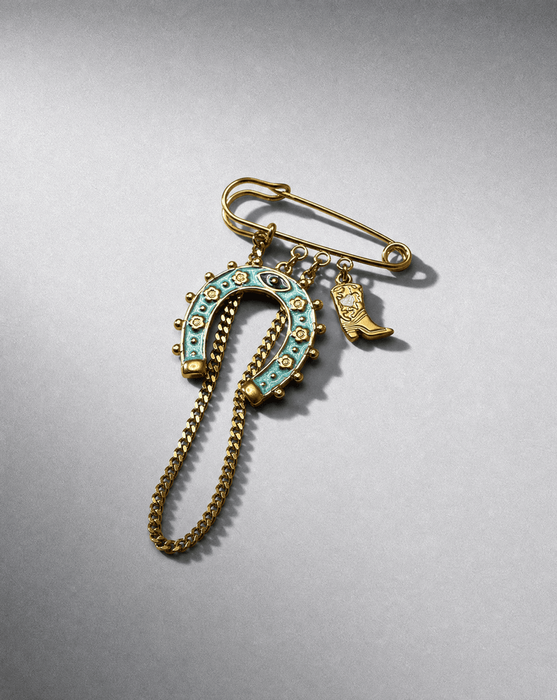 Turquoise enamel horseshoe brooch – Phoebe's
