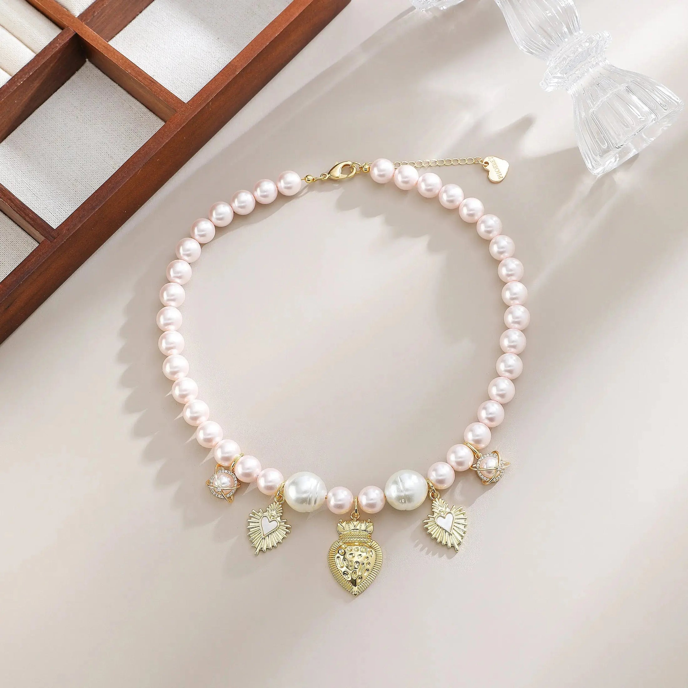 Catholic Charms with Natural Stone Beads and Pearls