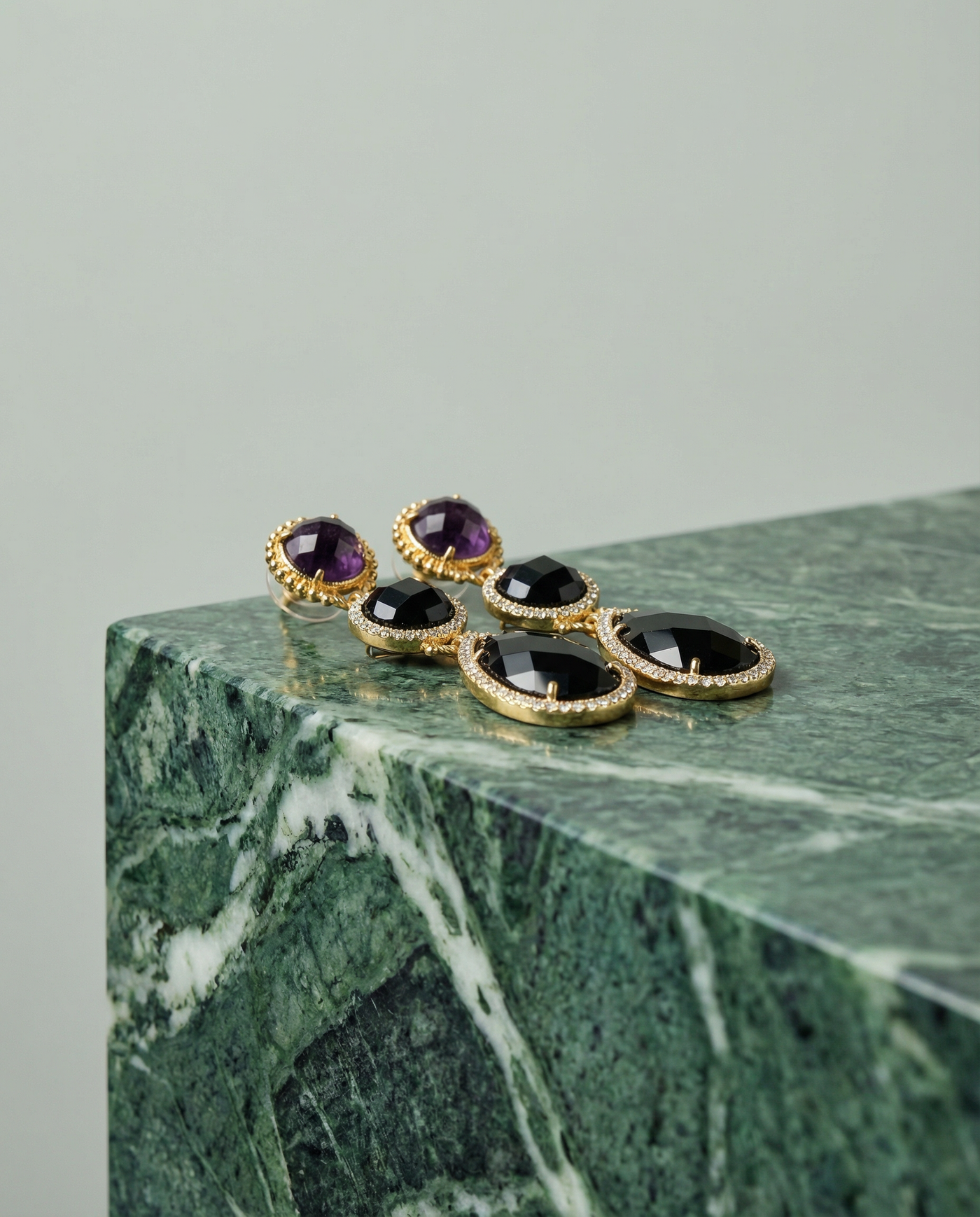 Triple Drop Gemstone Earrings