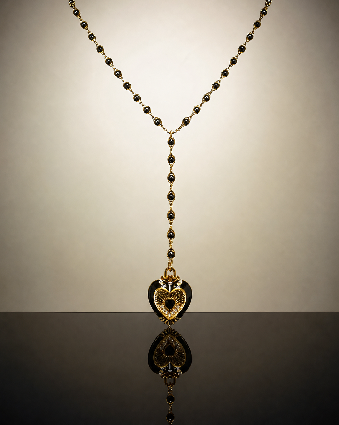 Sacred Heart Lariat — Black and Gold