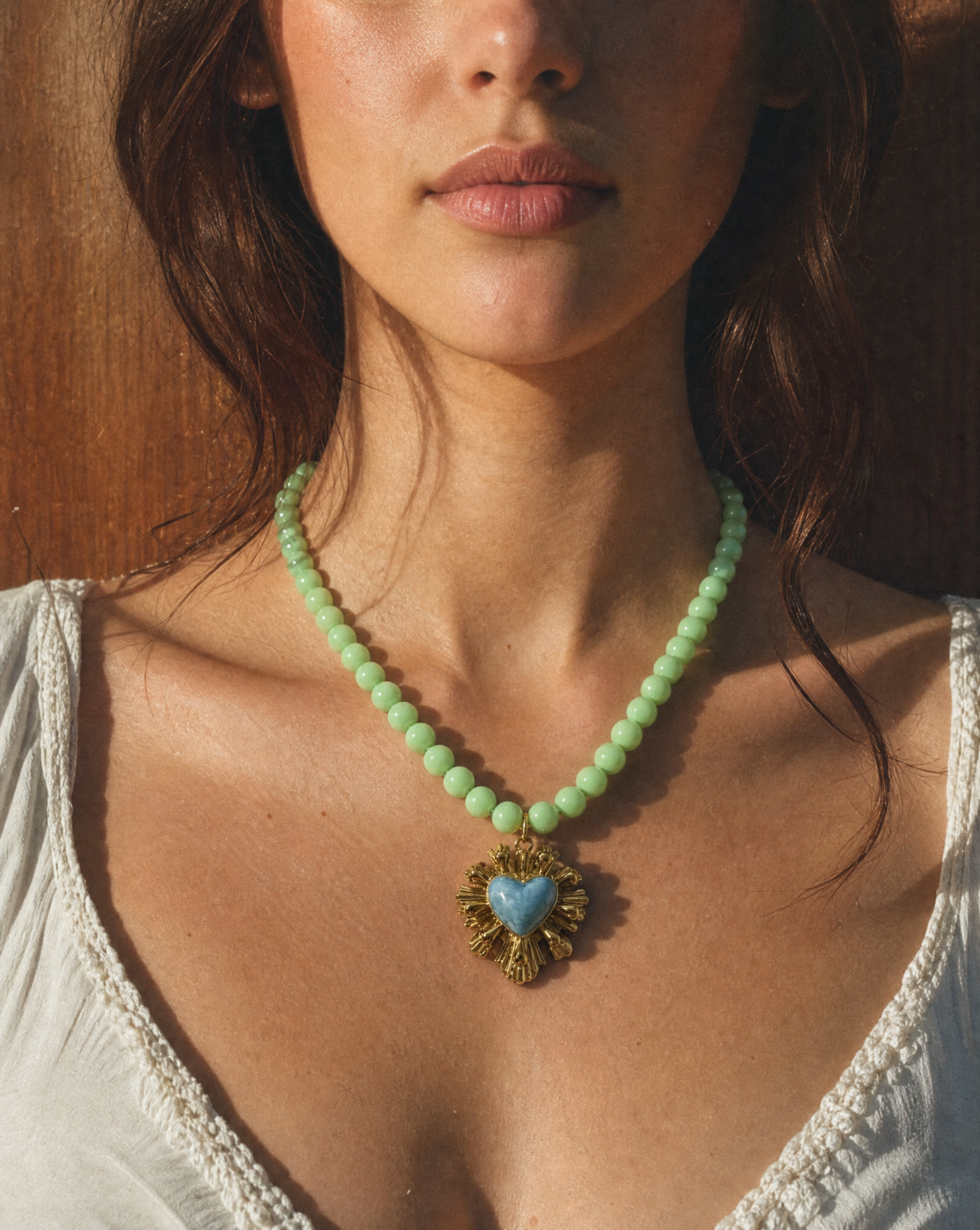 Sacred Heart Sunburst Beaded Choker