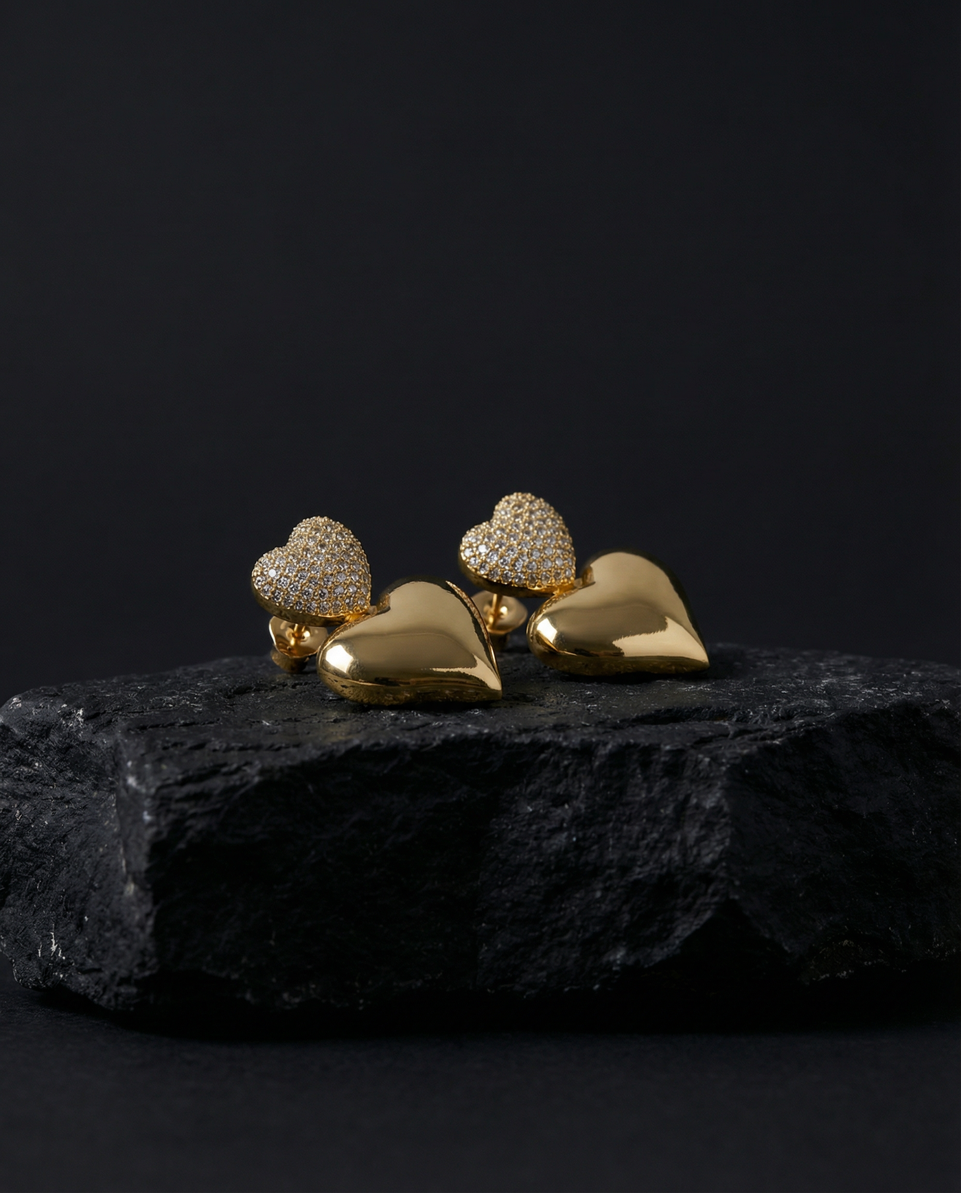 Double Heart Drop Earrings