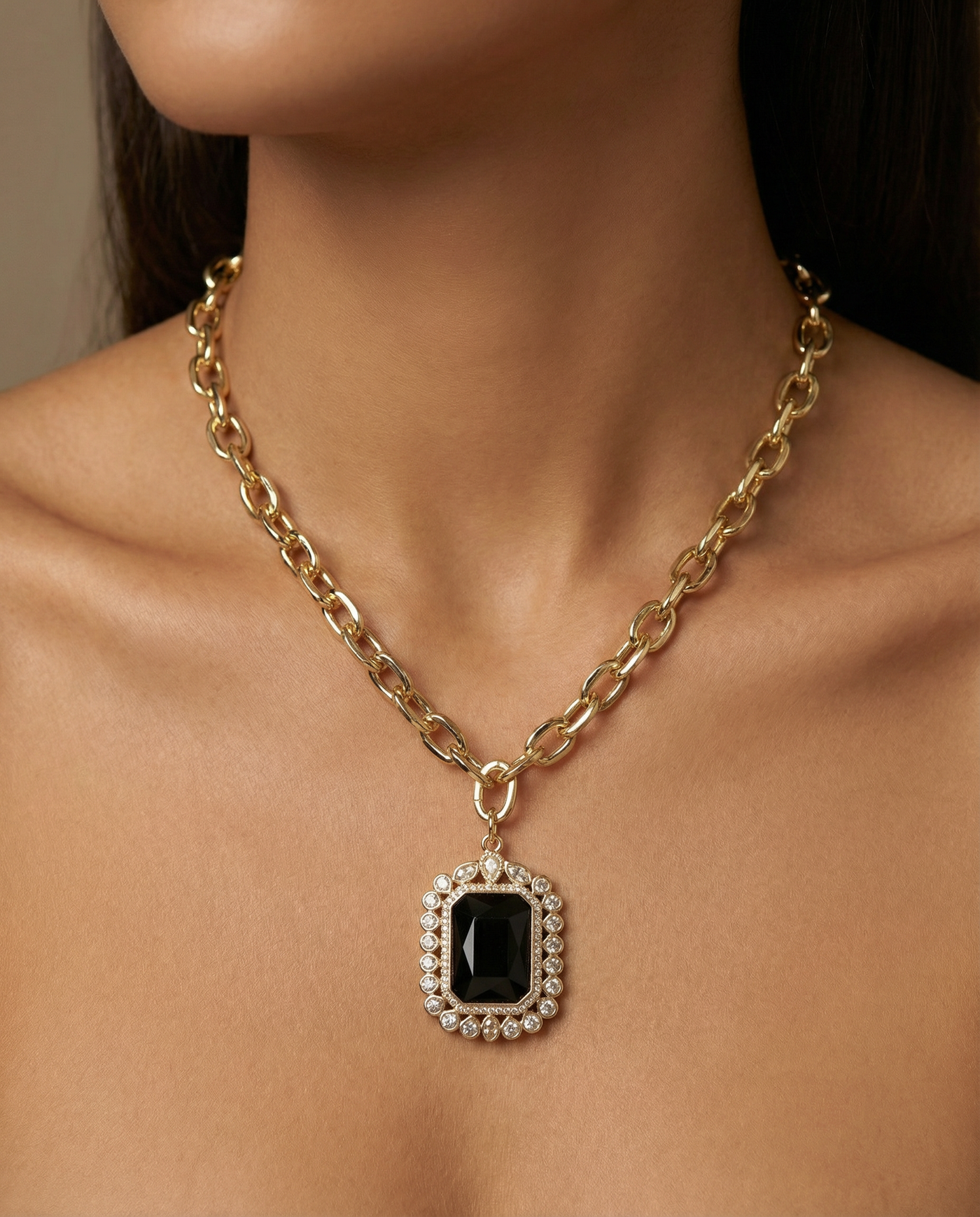 Maximalist Necklace with Large Natural Stone