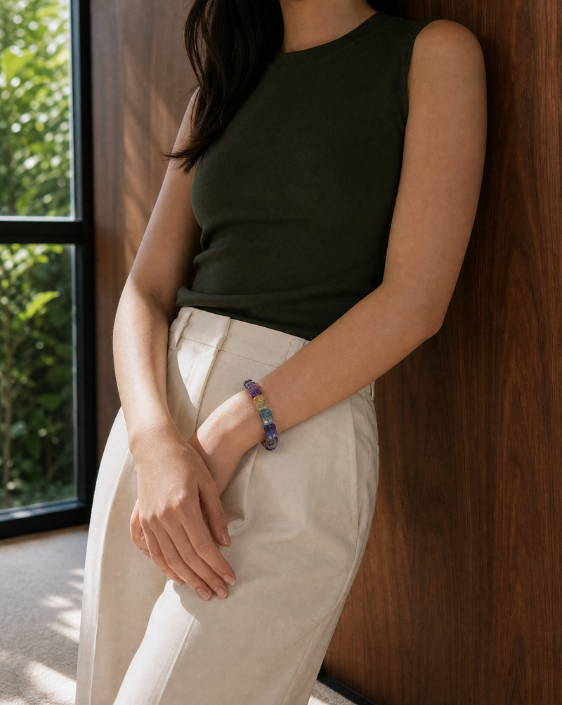 Rainbow Fluorite Bracelet – Clarity, Protection, and Harmony