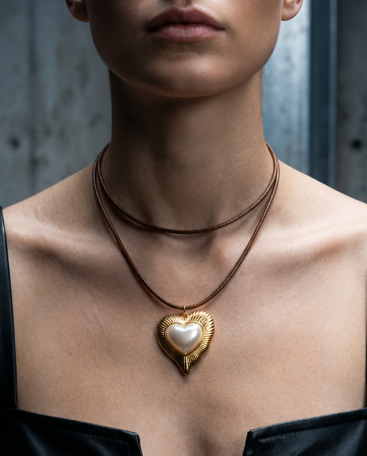 Heart Pendant Leather Cord Necklace | Handmade