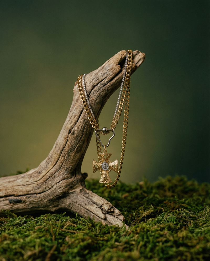 Layered Cross Necklace Set