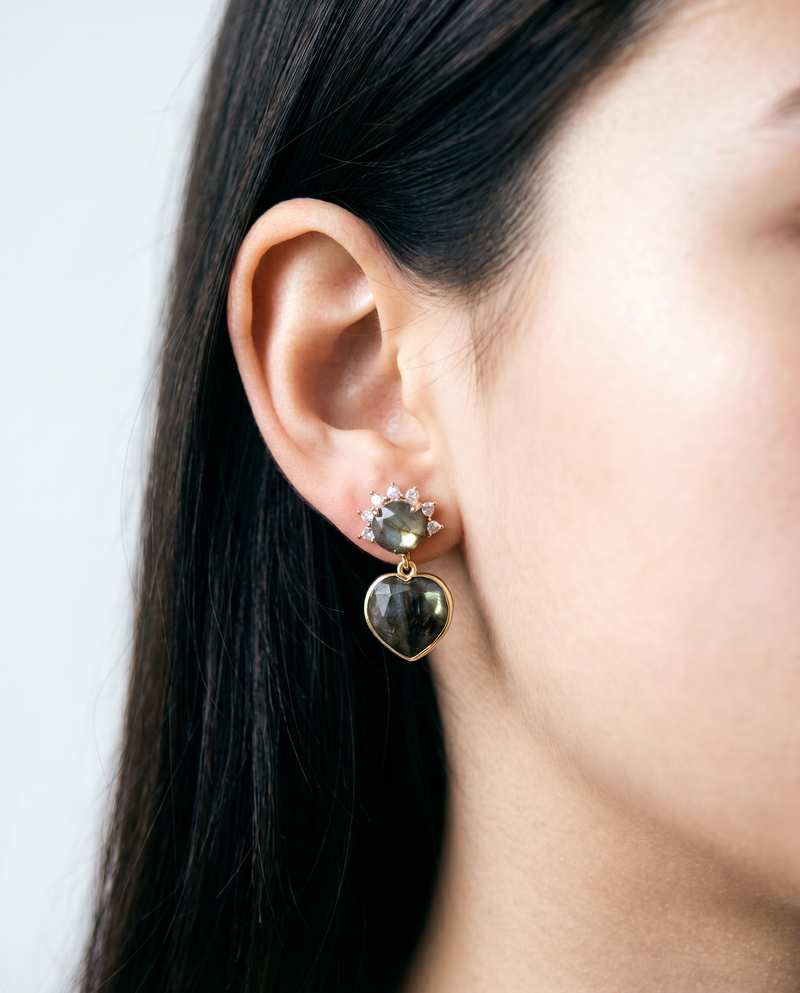Labradorite Heart Drop Earrings