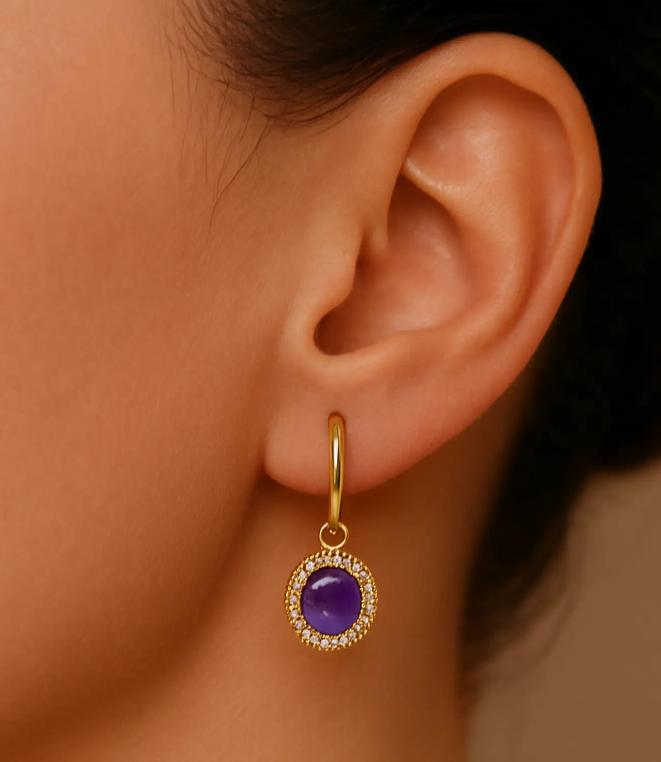 18K Gold-Plated Amethyst Drop Earrings PHOEBE'S 