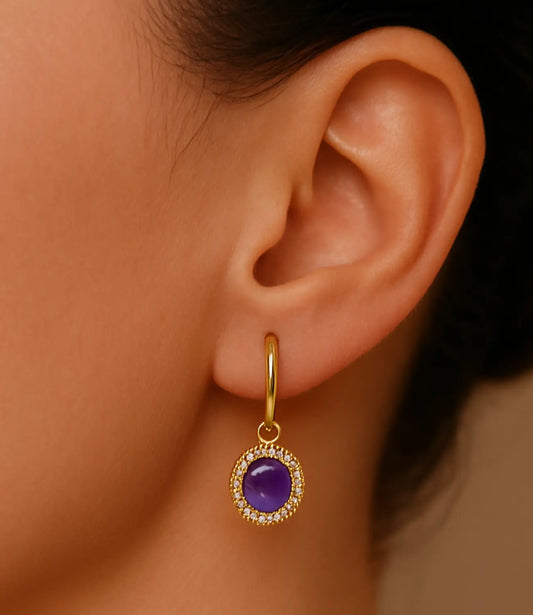 18K Gold-Plated Amethyst Drop Earrings PHOEBE'S 