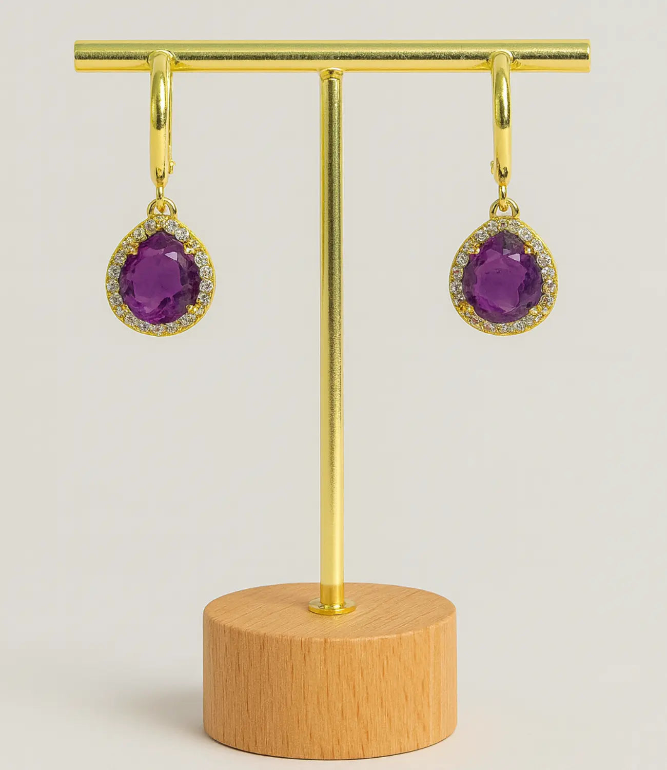 18K Gold-Plated Amethyst Drop Earrings PHOEBE'S 