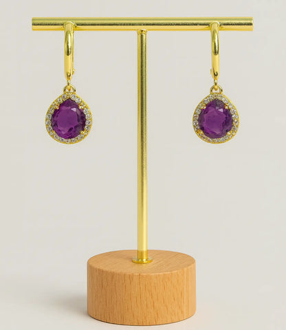 18K Gold-Plated Amethyst Drop Earrings PHOEBE'S 