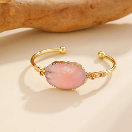 18K Gold Plated Bracelet with Pink Opal Stone Phoebe`s