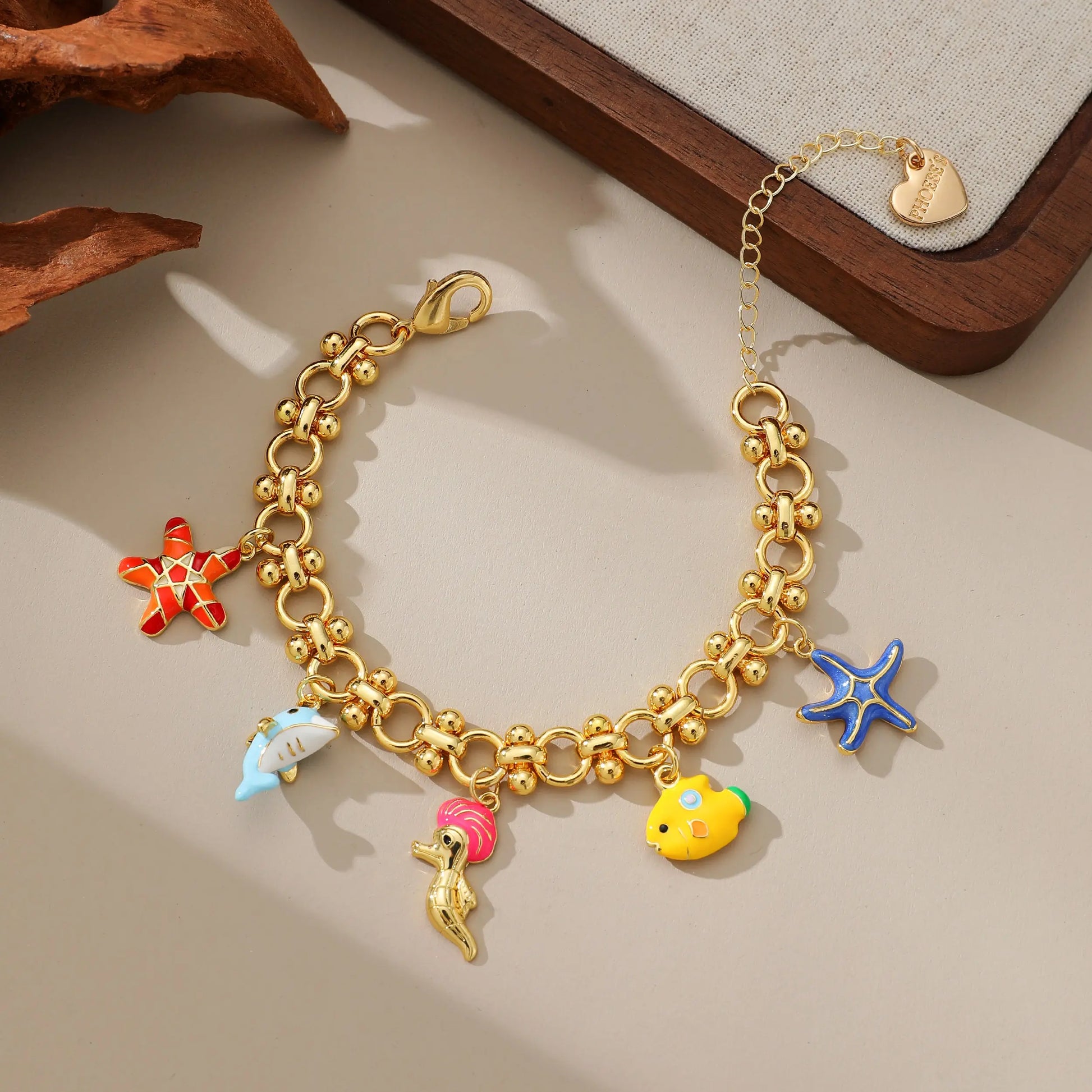 18K Gold Plated Marine Charms Bracelet: The Magic of the Ocean PHOEBE'S