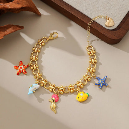 18K Gold Plated Marine Charms Bracelet: The Magic of the Ocean PHOEBE'S