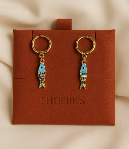18K Gold-Plated Minimalist Earrings – Pink and Blue Version PHOEBE'S 