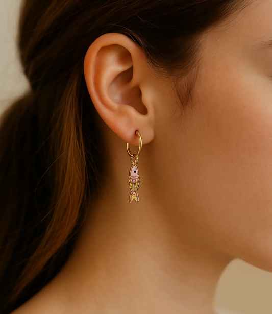 18K Gold-Plated Minimalist Earrings – Pink and Blue Version PHOEBE'S 