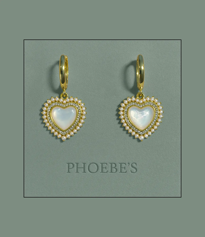 18K Gold-Plated Mother-of-Pearl Heart Earrings PHOEBE'S 