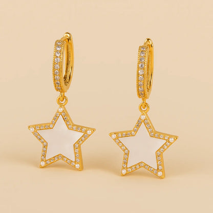 18K Gold-Plated Mother-of-Pearl Star Earrings PHOEBE'S 