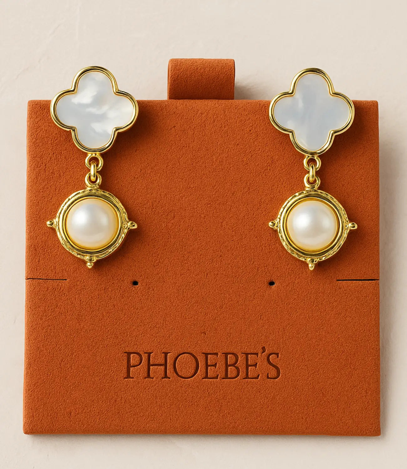 18K Gold-Plated Mother-of-Pearl and Pearl Earrings PHOEBE'S 