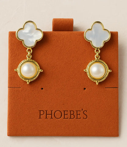 18K Gold-Plated Mother-of-Pearl and Pearl Earrings PHOEBE'S 
