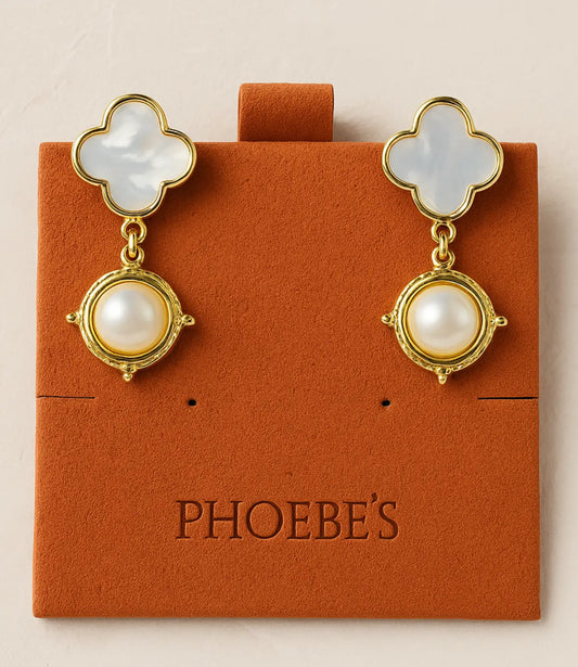 18K Gold-Plated Mother-of-Pearl and Pearl Earrings PHOEBE'S 